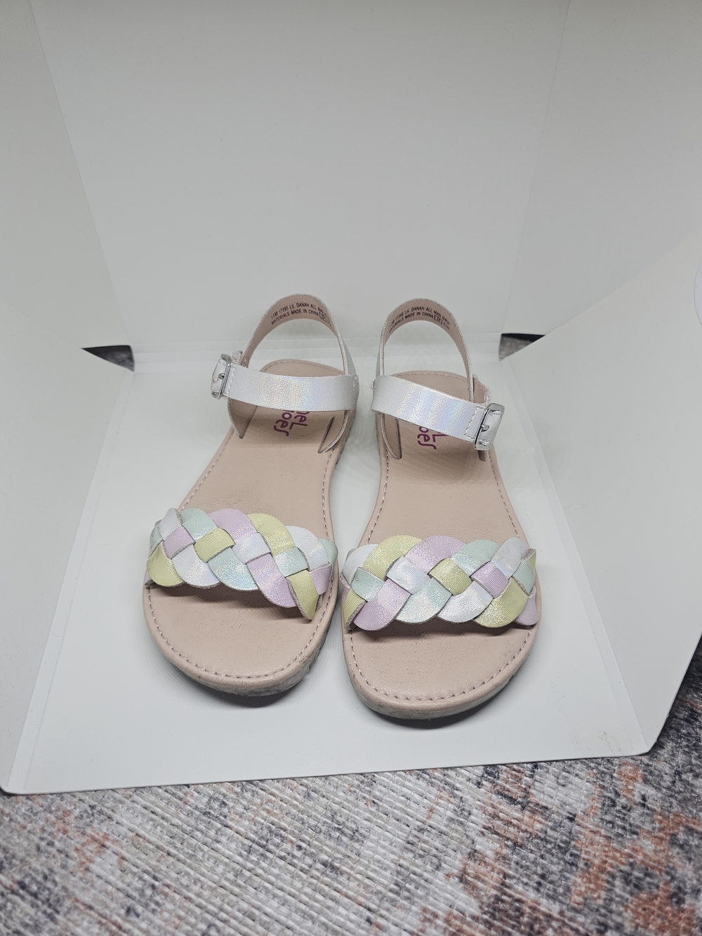 Rachel Shoes Girls Metallic Pastel Braided Sandals - Multi